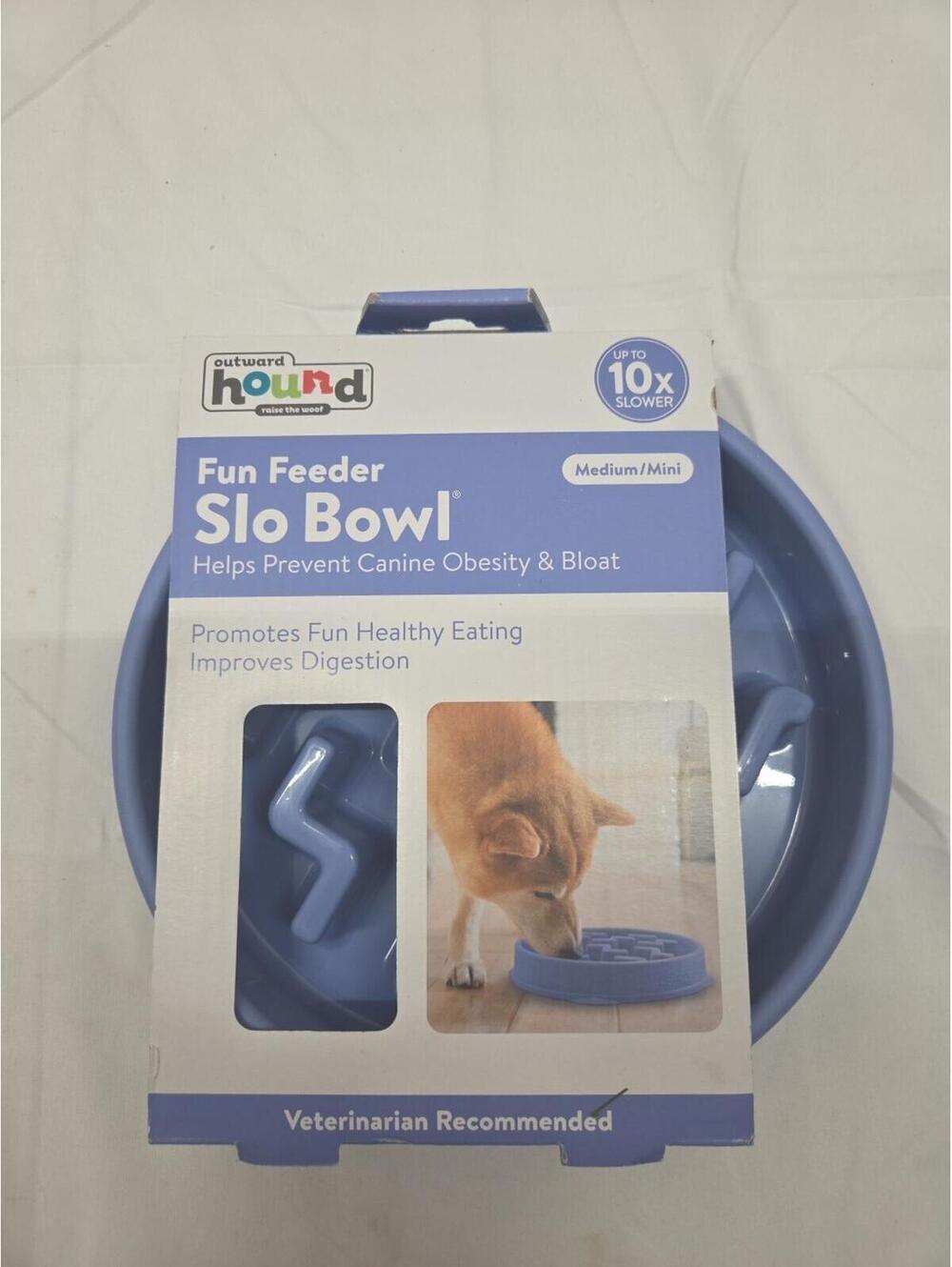 Outward Hound Fun Feeder Slo Bowl Medium  BPA & PVC free Blue Bowl